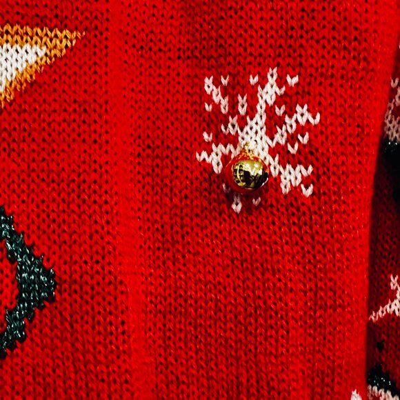 NWT No Boundaries Christmas Sweater Santa Rudolph Bells Sequins Size XL 15-17 - Picture 7 of 12